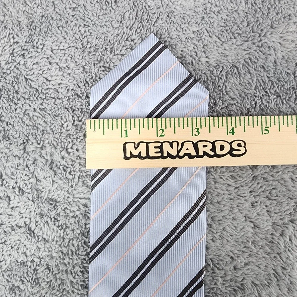 Ermenegildo Zegna Tie Mens Silk Blue‎ Brown Peach Striped Necktie Made in Italy